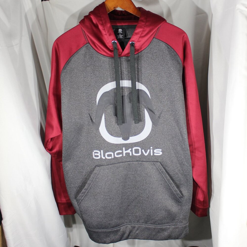 Black Ovis Pull Over Hoodie -Charcoal/Red - Size L